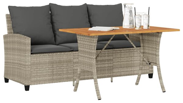 3 személyes szürke polyrattan kerti kanapé asztallal&párnával