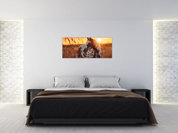 Kép - Ló naplementében (120x50 cm)