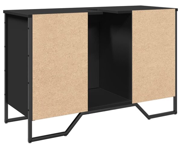 Fekete szerelt fa fürdőszobai mosdószekrény 91 x 35 x 60 cm