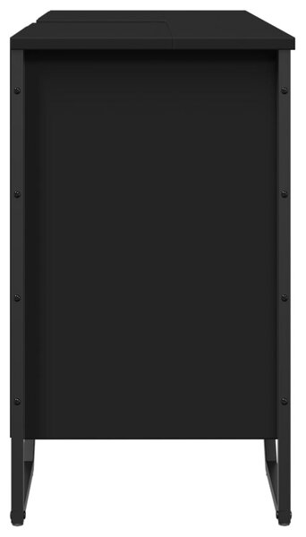 Fekete szerelt fa fürdőszobai mosdószekrény 91 x 35 x 60 cm