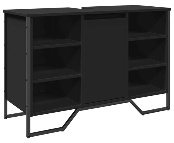 Fekete szerelt fa fürdőszobai mosdószekrény 91 x 35 x 60 cm