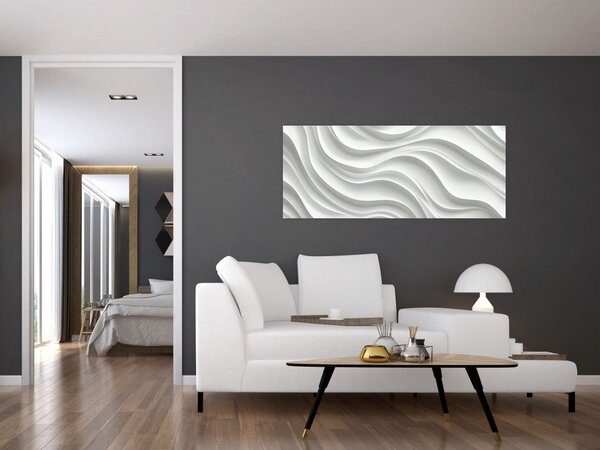 Kép - 3D fehér hullámok (120x50 cm)