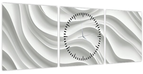 Kép - 3D fehér hullámok (órával) (90x30 cm)