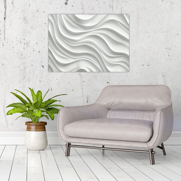 Kép - 3D fehér hullámok (70x50 cm)