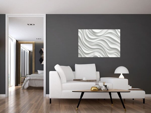 Kép - 3D fehér hullámok (90x60 cm)
