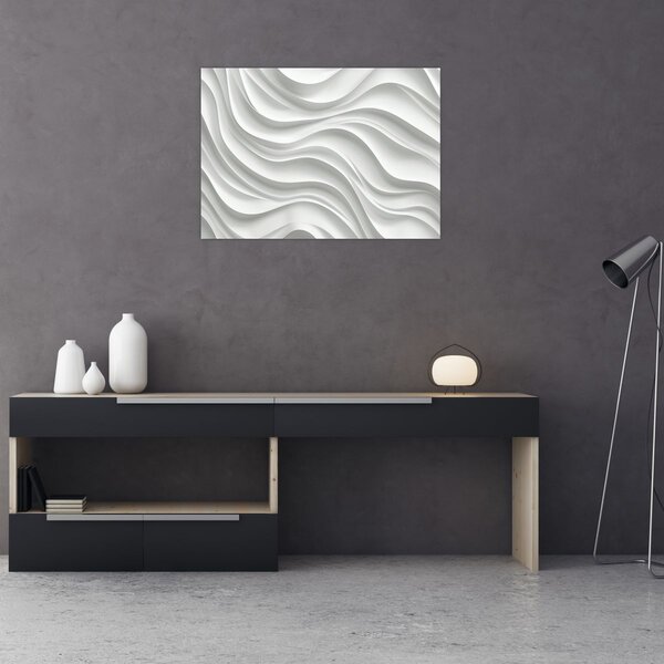 Kép - 3D fehér hullámok (70x50 cm)