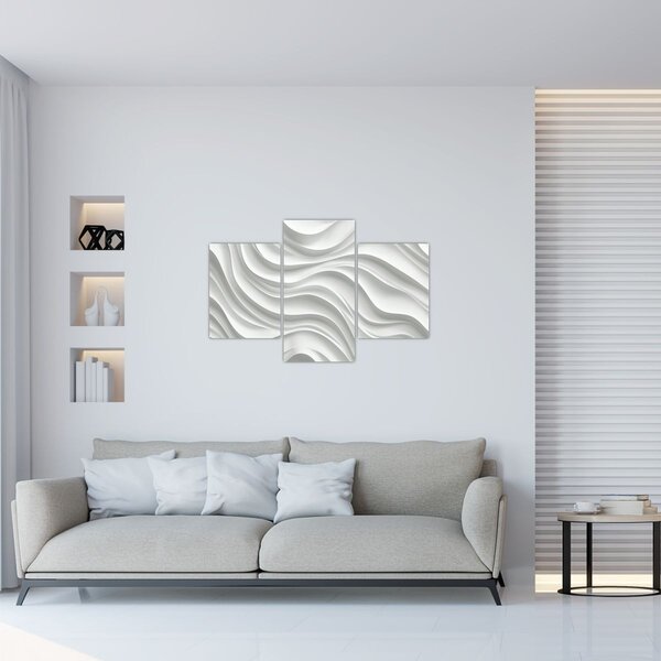 Kép - 3D fehér hullámok (90x60 cm)