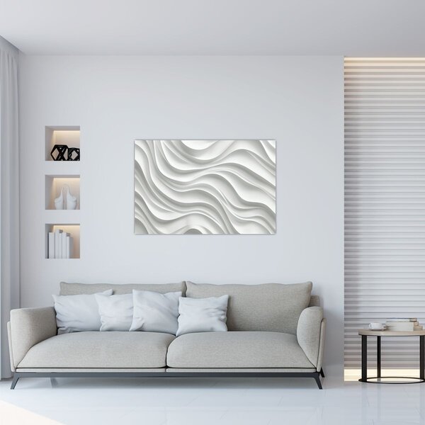 Kép - 3D fehér hullámok (90x60 cm)