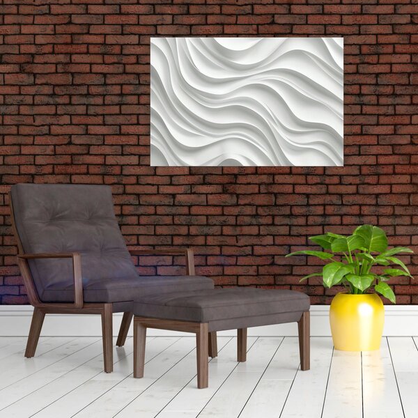 Kép - 3D fehér hullámok (90x60 cm)