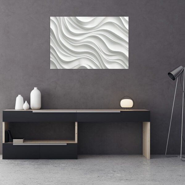 Kép - 3D fehér hullámok (90x60 cm)