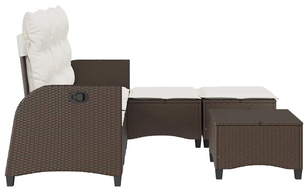 3 részes barna polyrattan kerti ülőgarnitúra párnával L-alakú