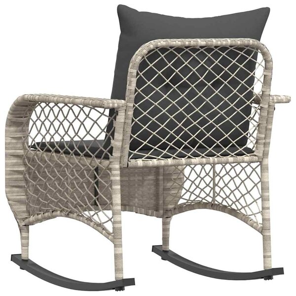 Szürke polyrattan kerti hintaszék párnákkal