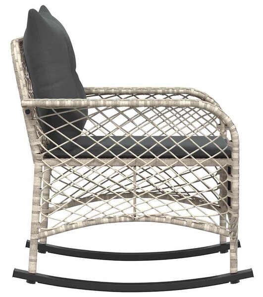 Szürke polyrattan kerti hintaszék párnákkal