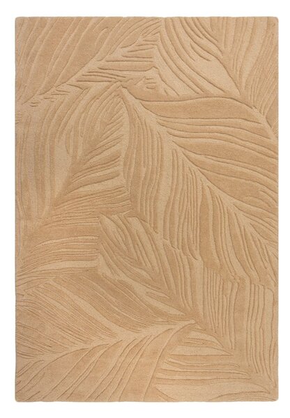 Lino Leaf világosbarna gyapjú szőnyeg, 160 x 230 cm - Flair Rugs
