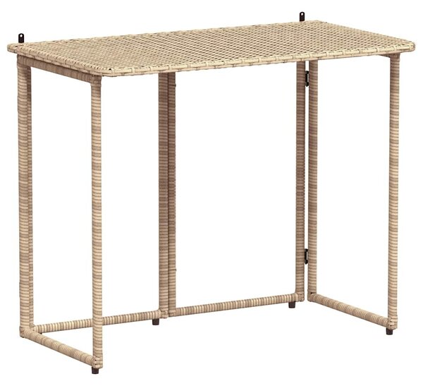 Bézs polyrattan összecsukható kerti asztal 90x51x75 cm