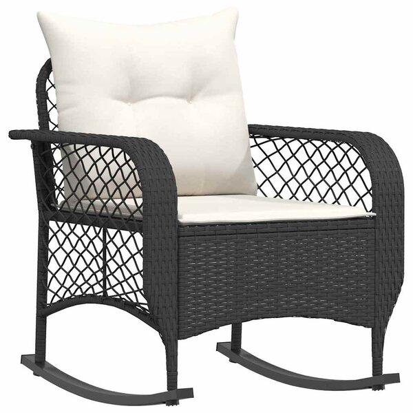 VidaXL fekete polyrattan kerti hintaszék párnákkal