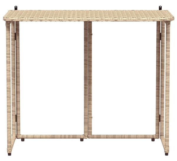 Bézs polyrattan összecsukható kerti asztal 90x51x75 cm