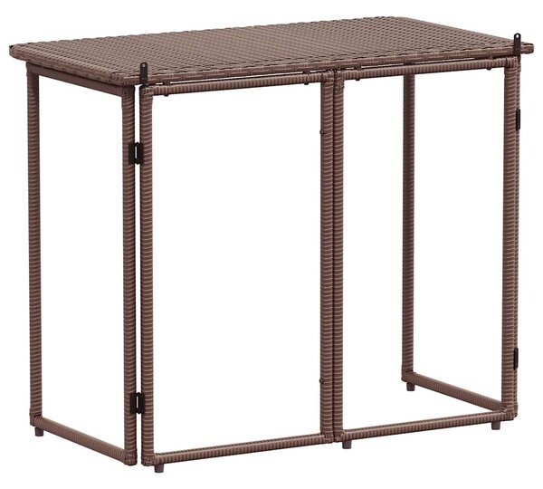 Barna polyrattan összecsukható kerti asztal 90x51x75 cm