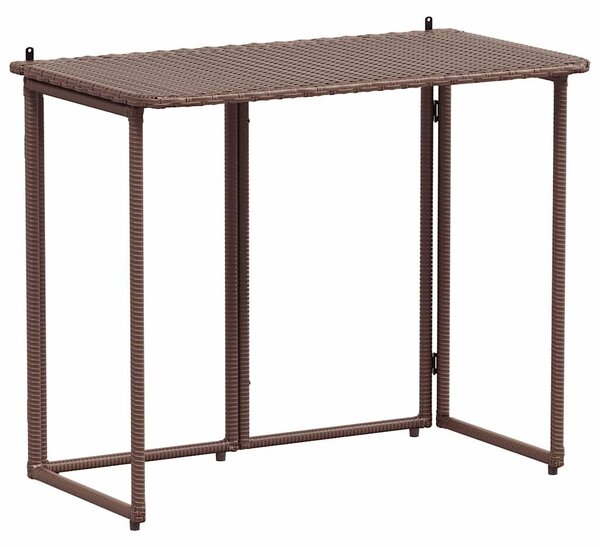 Barna polyrattan összecsukható kerti asztal 90x51x75 cm
