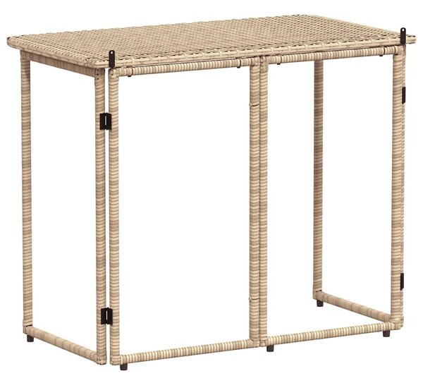 Bézs polyrattan összecsukható kerti asztal 90x51x75 cm