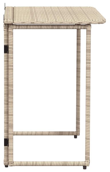 Bézs polyrattan összecsukható kerti asztal 90x51x75 cm