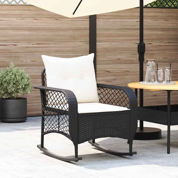 VidaXL fekete polyrattan kerti hintaszék párnákkal