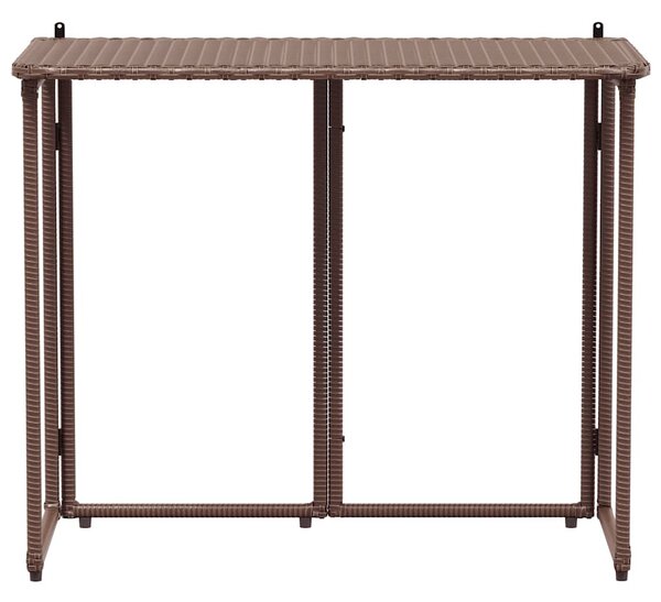 Barna polyrattan összecsukható kerti asztal 90x51x75 cm