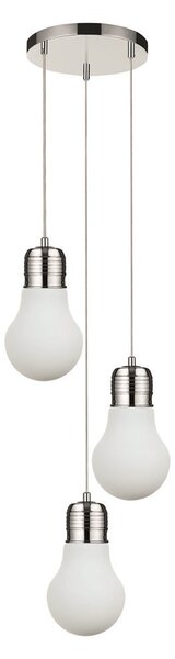 Bulb függőlámpa E27-es foglalat, 3 izzós, 60W króm-fehér