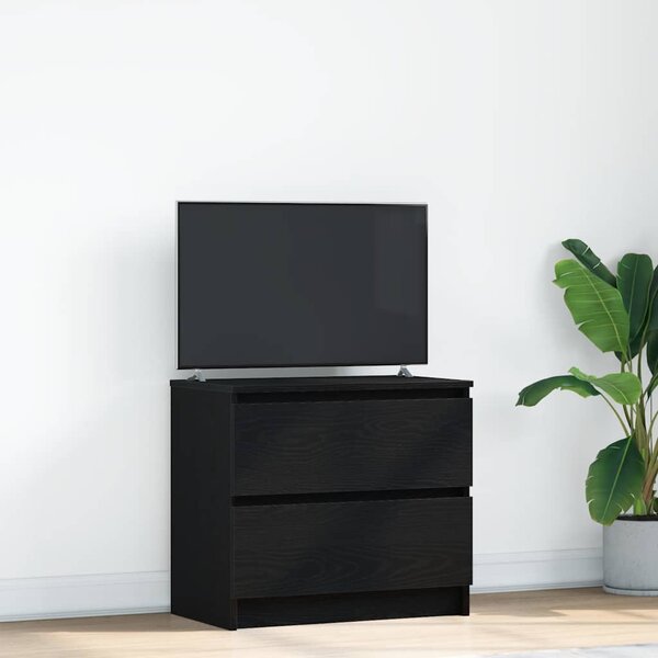 Fekete szerelt fa TV-szekrény 60x35x54 cm