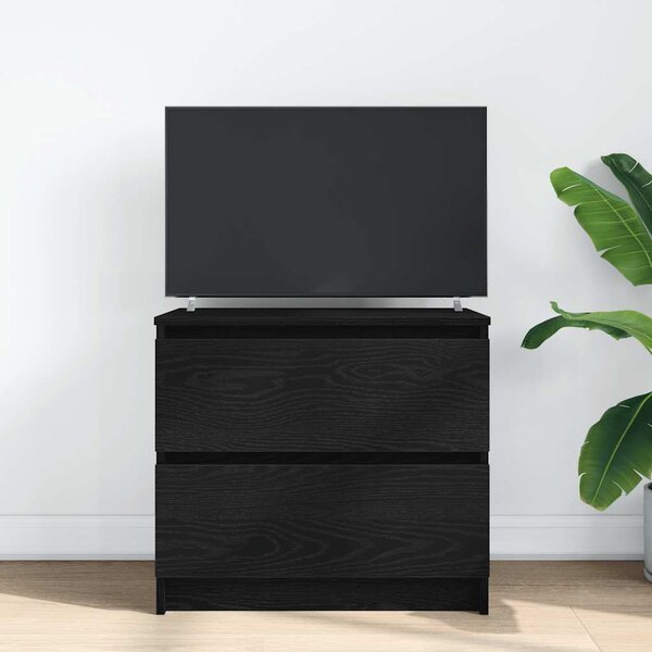 Fekete szerelt fa TV-szekrény 60x35x54 cm