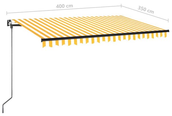 Sárga és fehér kézzel kihúzható napellenző 400 x 350 cm