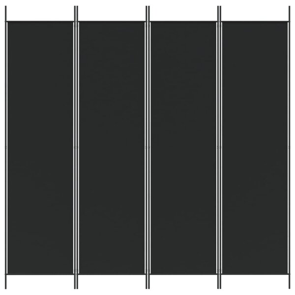 4 paneles fekete szövet térelválasztó 200 x 200 cm