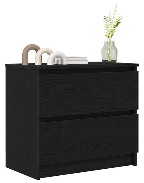 Fekete szerelt fa TV-szekrény 60x35x54 cm