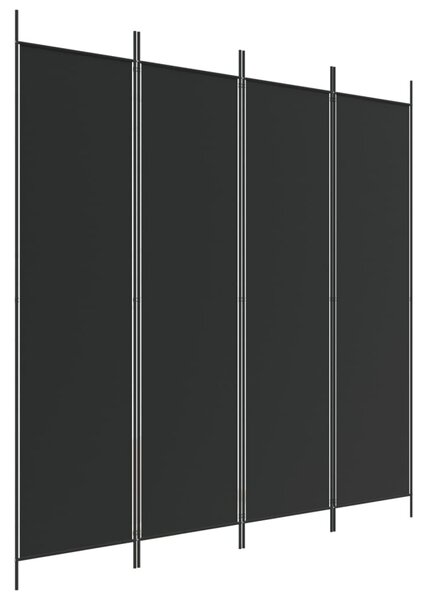 4 paneles fekete szövet térelválasztó 200 x 200 cm