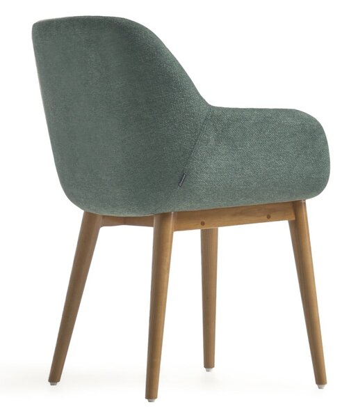 Zöld kárpitozott karfás étkezőfotel Konna – Kave Home