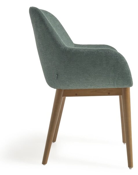 Zöld kárpitozott karfás étkezőfotel Konna – Kave Home