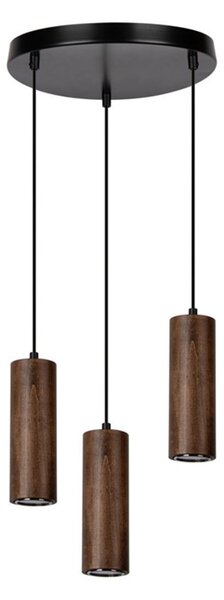 Pipe függőlámpa GU10-es foglalat, 3 LED izzó, 5W, fekete-dió