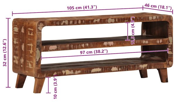 Tömör újrahasznosított fa TV-szekrény 105x46x32 cm