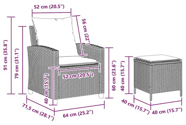 4 részes bézs polyrattan kerti ülőgarnitúra párnákkal