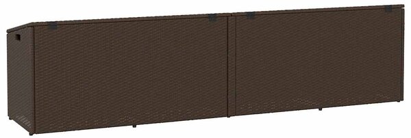 Barna polyrattan kerti tárolóláda 220x50x58 cm