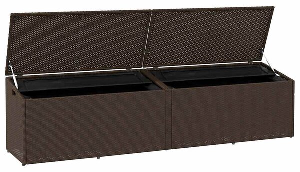 Barna polyrattan kerti tárolóláda 220x50x58 cm