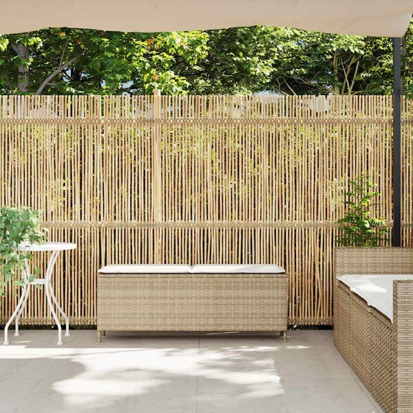 VidaXL bézs polyrattan kerti pad párnával 110x30x40,5 cm