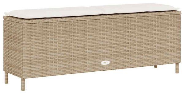 VidaXL bézs polyrattan kerti pad párnával 110x30x40,5 cm