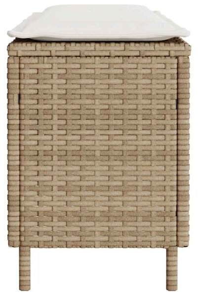 VidaXL bézs polyrattan kerti pad párnával 110x30x40,5 cm
