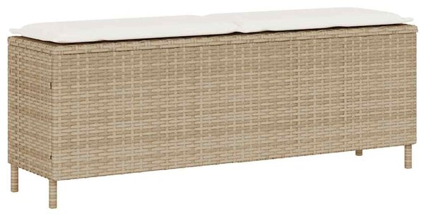 VidaXL bézs polyrattan kerti pad párnával 110x30x40,5 cm