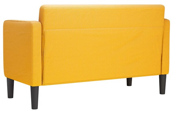 Világossárga kordbársony szövet loveseat kanapé 109 cm