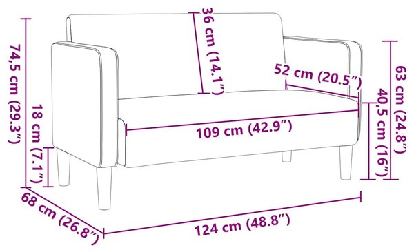 Krém kordbársony szövet loveseat kanapé 109 cm