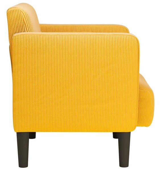 Világossárga kordbársony szövet kanapészék karfás szék 54 cm