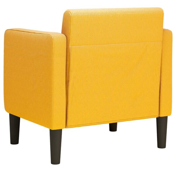 Világossárga kordbársony szövet kanapészék karfás szék 54 cm