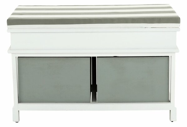 Lóca párnával, 2 fiók, fehér/szürke, SEAT BENCH 2 NEW